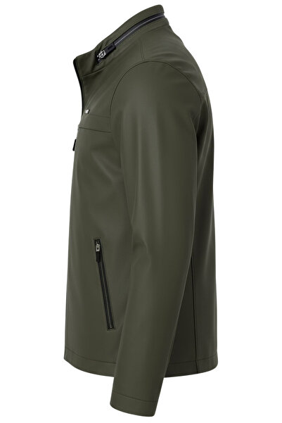 SİVAİST Men's Green Cotton Polyester Blend Water Repellent Fur Lined Coat – Windproof, Lightweight and Durable