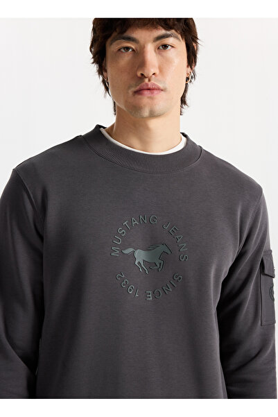 Mustang Bisiklet Yaka Antrasit Erkek Sweatshırt M5WM-SWT1501