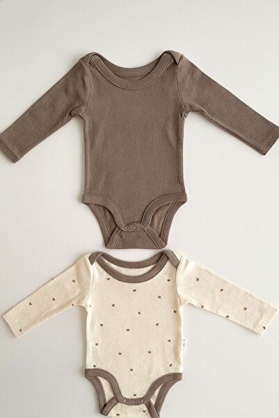 Luna Kids Store بدلة أطفال قطنية مزدوجة الأكمام مطبوعة وذات لون موحد