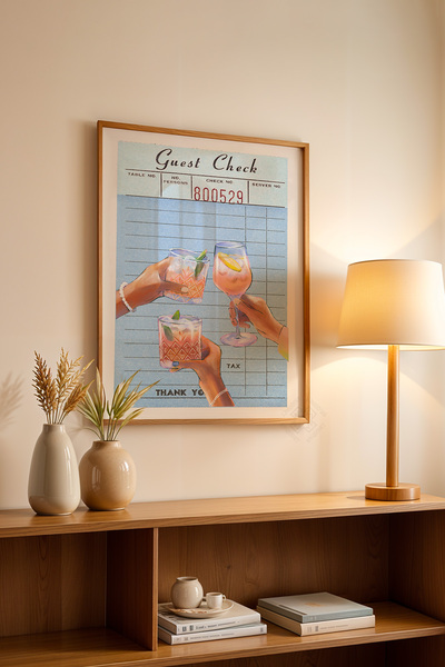 Basquiart Poster cu ramă din lemn din seria Lucky You, decor de perete pictat...