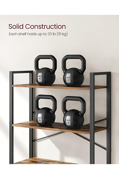 VASAGLE Bookcase with 6 shelves, chipboard and metal frame, 30x80x186 cm, rustic brown