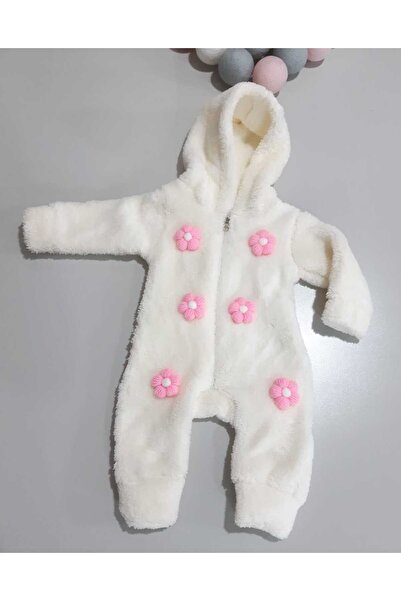 Sönmez Baby KABARTMA ÇİÇEKLİ KIŞLIK FERMUARLI WELSOFT KIZ BEBE TULUMU