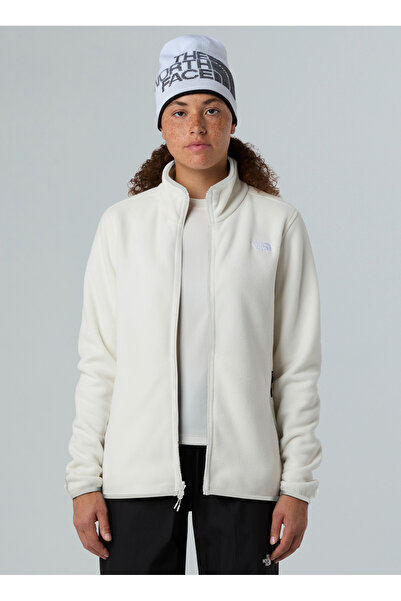 THE NORTH FACE Nf0A8D2Fqli1-Glacier Jacket Cream Zippered Collar Standard Plain Women's Sweatshirt