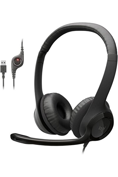 logitech H390 Wired Headset, Stereo Headphones with Noise Cancelling Microphone, USB, In Line Contro