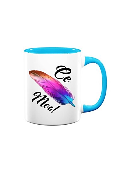 OEM Cană personalizată cu mesaj amuzant: „Ce pana mea”, Betaprint, albă cu interior albastru, 330ml