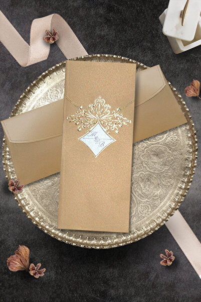 Cem Davetiye Düğün Nişan Nikah Kına Davetiyesi 2507 (100 ADET) Baskı Dahil