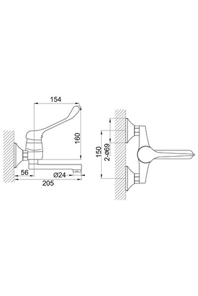 Other Vasto Medico Chrome Wall-Mounted Basin Tap 150mm