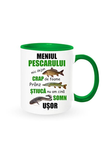 OEM Cană personalizată pentru pescar cu mesajul „Meniul pescarului”, Betaprin...