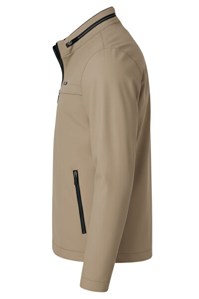 SİVAİST Men's Cream Cotton Polyester Blend Water Repellent Fur Lined Coat – Windproof, Lightweight and Durable