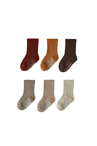 FLUFFYFEET 6'Lı Paket Kabartma Desenli Burun Dikişsiz Kaydırmaz Soket Çorap