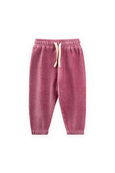 Cigit Fitilli Kadife Jogger Pantolon 1-10 Yaş Fuşya