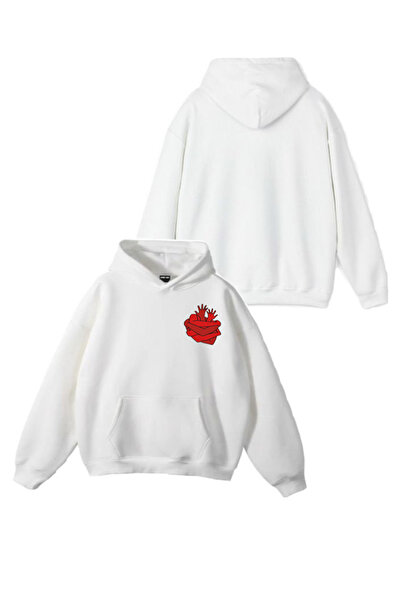 Sebesta Fashion سترة رياضية جديدة بغطاء للرأس مطبوعة بتصميم قلب من 3 خيوط قطنية