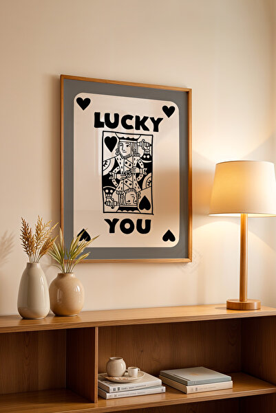 Basquiart Poster cu ramă din lemn din seria Lucky You, decor de perete pictat...