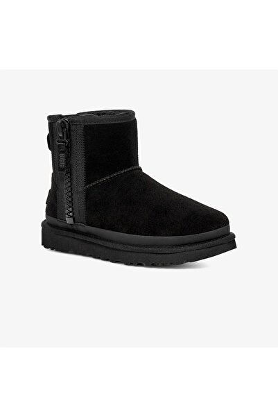 UGG Mini Fermuarlı Logo Çocuk Botu – Siyah