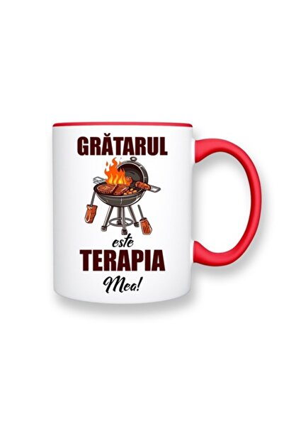 OEM Cană personalizată cu mesajul „Grătarul este terapia mea”, Betaprint, alb...