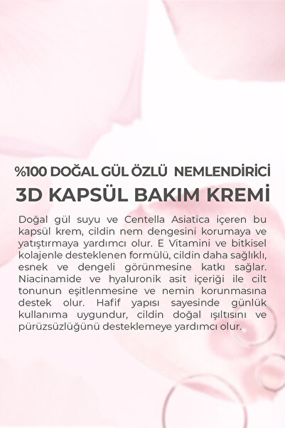 Dermokil % 100 Doğal Gül Suyu Canlandırıcı Yenileyici 3D Kapsül Krem 50 ml