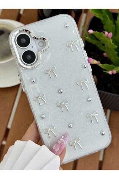 Go Aksesuar iPhone 17 Compatible Silicone Case with Mini Bow Toy Design