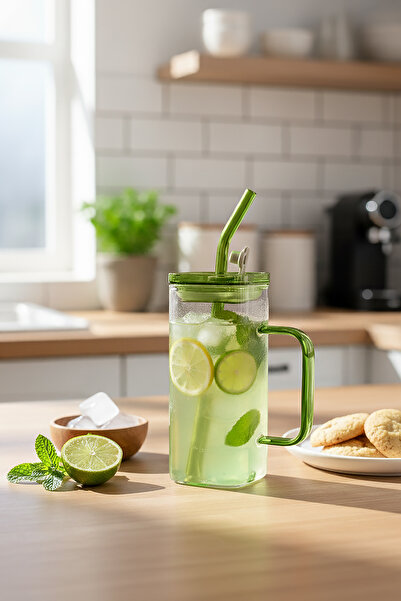 Glass In Love Kulplu Bardak - Pipetli - 350 ML