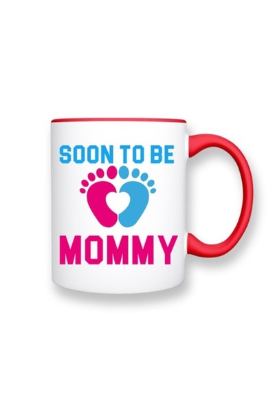 OEM Personalized mug for future mom with message: "Soon to be mommy", Model 1, Betaprint, white with red
