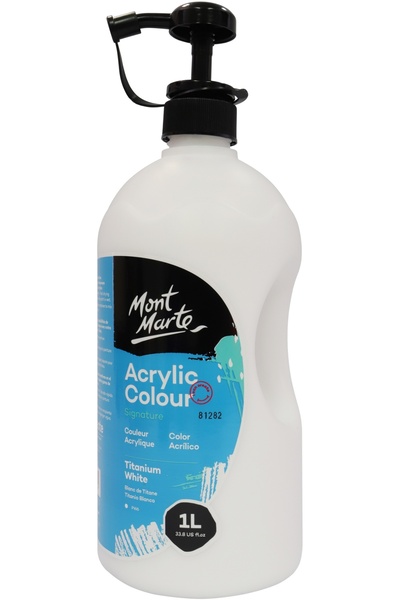 Mont Marte Akrilik Boya W/Pump Signature 1L - Titanium White