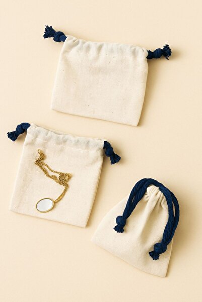 KİWİ AKSESUAR PAMUKLU KUMAŞ KREM RENK - 9/10CM ÇOK AMAÇLI KESE- HEDİYELİK- TA...