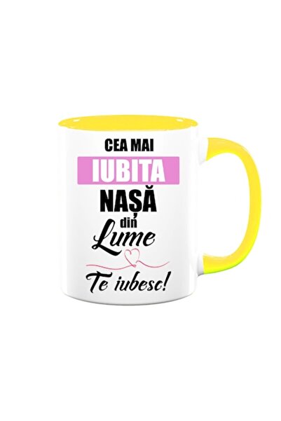 OEM Cană personalizată pentru nașă cu mesajul: „Cea mai iubită nașă din lume,...
