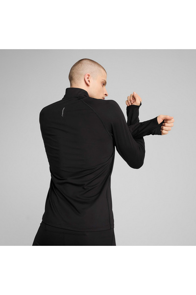 Puma Run Veloty Cldspn 1-4 Zip Men's Black Running T-Shirt