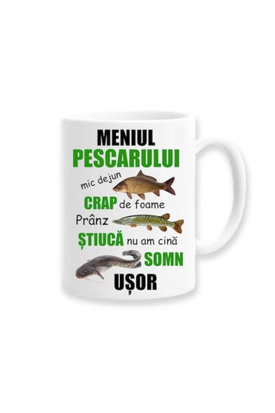 OEM Cană personalizată pentru pescar cu mesajul „Meniul pescarului”, Betaprin...