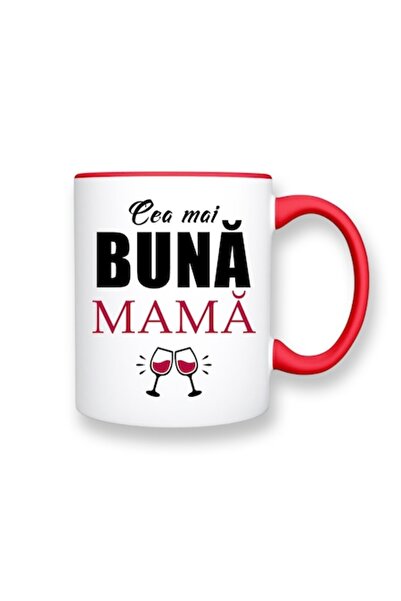 OEM Cană personalizată pentru mamă, „Cea mai bună mamă”, interior roșu, Betap...