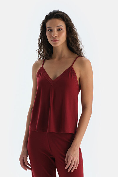 Eros Bordo Basic Thin Strap Tank Top
