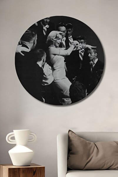 Teona Ahşap Tablou decorativ rotund din lemn - Scena Marilyn Monroe