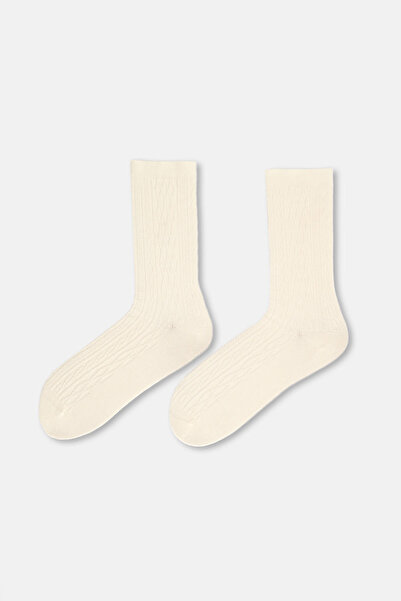 Eros Ecru Women's Knitted Pattern Bamboo Socks
