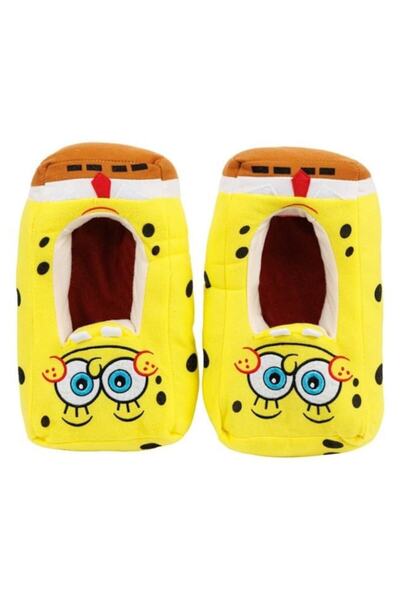 ANTBRO - House slippers for men, 3D Sponge Bob shape with embroidered eyes and red tie, 38-39