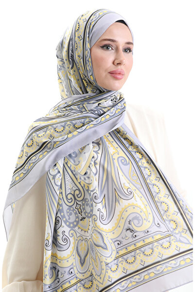 sefamerve Εθνοτικό σχέδιο μαλακό σάλι 70295-14 Ασημί γκρι