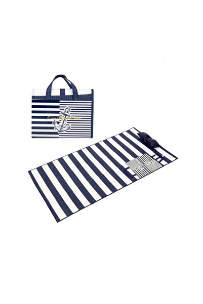 Lumi LUXURY Saltea de plajă cu pernă gonflabilă, alb/albastru, 86 x 180 cm