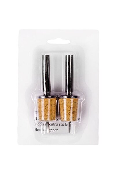 ANTBRO Set of 2 Antbro® cork stoppers for oil/vinegar bottles, with dropper, bamboo/metal