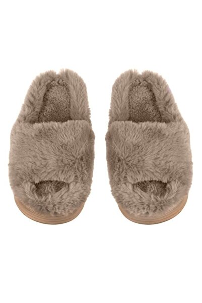 ANTBRO - Women's Home Slippers with Faux Beige Fur, Non-Slip Sole, 38-39