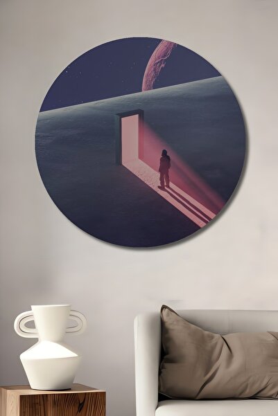 Teona Ahşap Tablou decorativ rotund din lemn Călătorie interplanetaryă