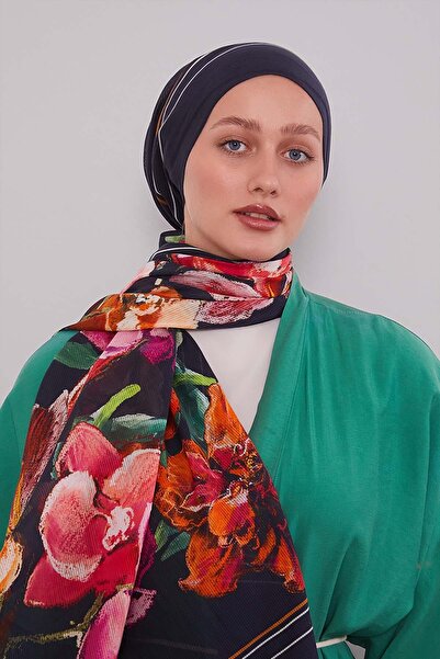 Levidor Siyah Gül Desen Pamuk Şal