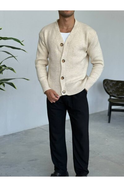 perasttesktil Men's Buttoned Knit Cardigan