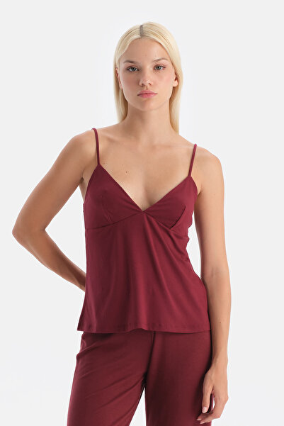 Eros Burgundy Basic Strap Tank Top