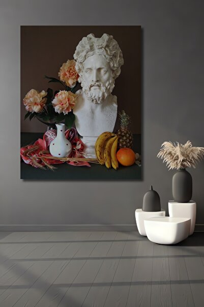 Teona Ahşap Tablou decorativ din lemn dreptunghiular cu fructe și bust Ahenki