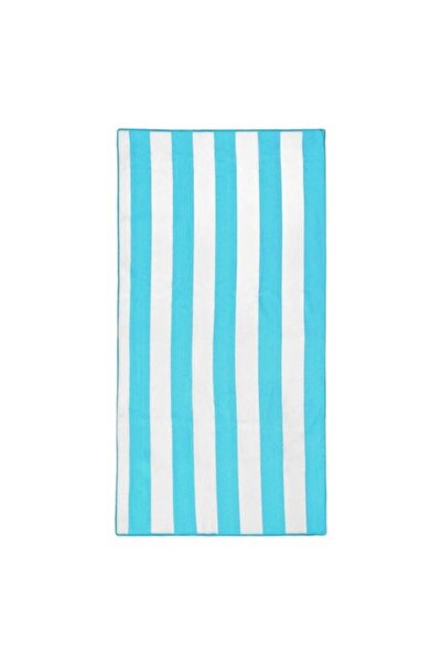 ANTBRO microfiber beach towel, white with turquoise stripes, 75x150cm
