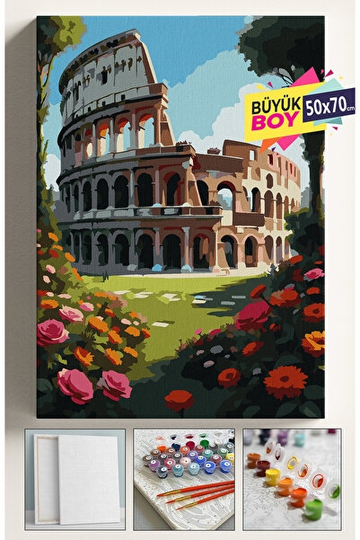 Corvo Sayılarla Boyama Seti Numaralı Tuval Fırça Boya Dahil Kasnaklı Set 50x7...