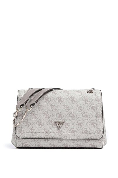 Guess Kadın Monogram Desenli Zincir Askılı Omuz Çantası - Vizon