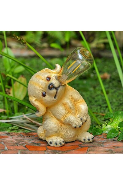 STA Solar Lamp, Dog-Shaped, for Garden, Cream