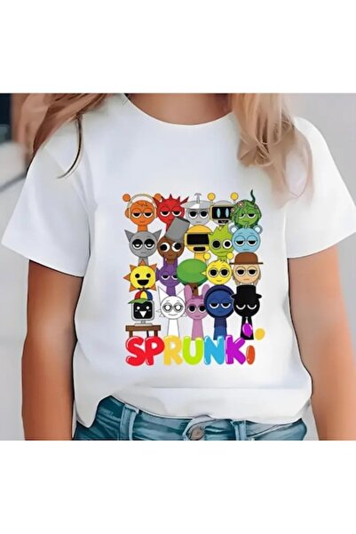 OEM Tricou băieți Sprunki, alb, 3-4 ani,bumbac