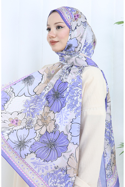 sefamerve شال شانزليزي منقوش بالزهور 70319-02 أرجواني