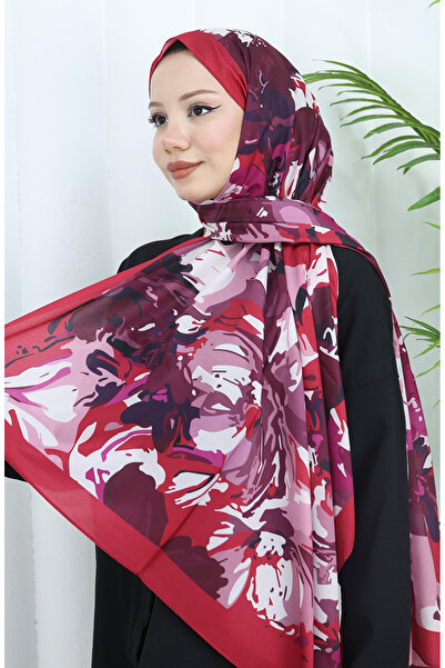 sefamerve Gemusterter weicher Schal 70318-13 Fuchsia Kirsche