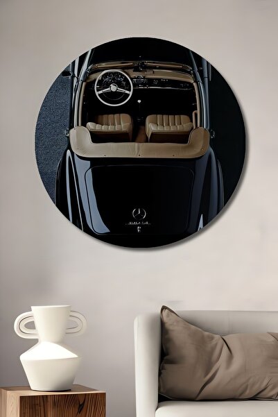 Teona Ahşap Masă rotundă decorativă din lemn pentru interiorul mașinii clasice